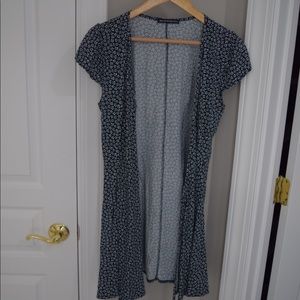 Brandy Melville Tie Dress, Navy with white flowers